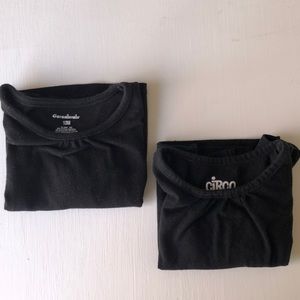 Two long sleeve black shirts 12 mos.
